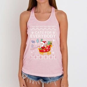 Cats For Everybody Christmas Ugly Cat Funny Xmas Meaningful Gift Women's Knotted Racerback Tank