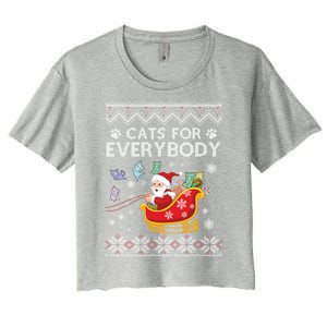 Cats For Everybody Christmas Ugly Cat Funny Xmas Meaningful Gift Women's Crop Top Tee