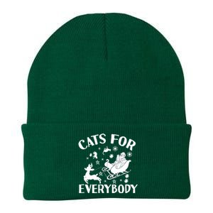 Cats For Everybody Funny Christmas Day Cats Lover Saying Knit Cap Winter Beanie