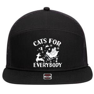 Cats For Everybody Funny Christmas Day Cats Lover Saying 7 Panel Mesh Trucker Snapback Hat