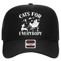 Cats For Everybody Funny Christmas Day Cats Lover Saying High Crown Mesh Back Trucker Hat