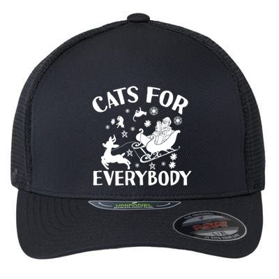 Cats For Everybody Funny Christmas Day Cats Lover Saying Flexfit Unipanel Trucker Cap