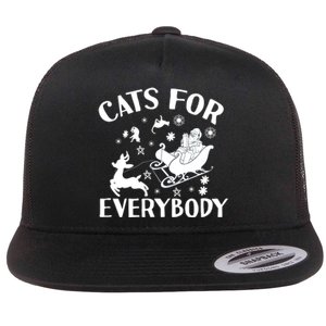 Cats For Everybody Funny Christmas Day Cats Lover Saying Flat Bill Trucker Hat