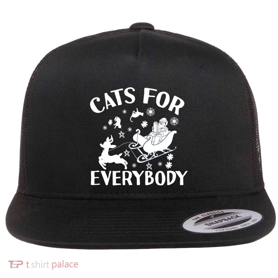 Cats For Everybody Funny Christmas Day Cats Lover Saying Flatbill Hat
