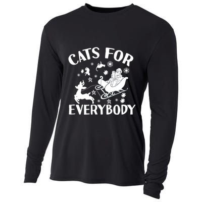 Cats For Everybody Funny Christmas Day Cats Lover Saying Cooling Performance Long Sleeve Crew