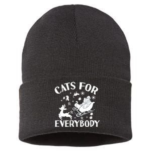 Cats For Everybody Funny Christmas Day Cats Lover Saying Sustainable Knit Beanie