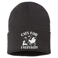 Cats For Everybody Funny Christmas Day Cats Lover Saying Sustainable Knit Beanie