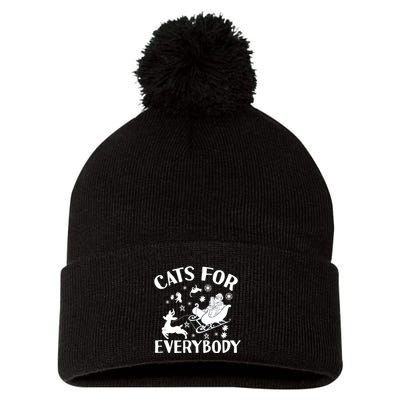 Cats For Everybody Funny Christmas Day Cats Lover Saying Pom Pom 12in Knit Beanie