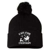 Cats For Everybody Funny Christmas Day Cats Lover Saying Pom Pom 12in Knit Beanie