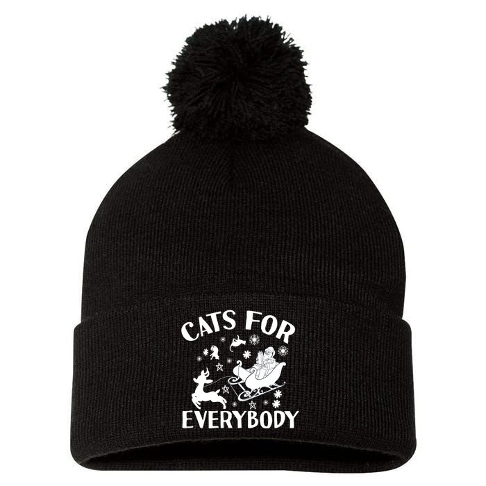 Cats For Everybody Funny Christmas Day Cats Lover Saying Pom Pom 12in Knit Beanie