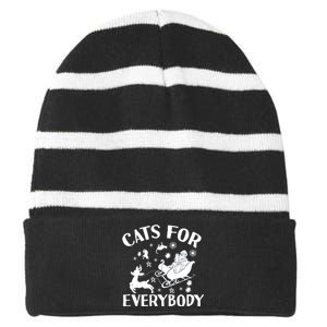 Cats For Everybody Funny Christmas Day Cats Lover Saying Striped Beanie with Solid Band