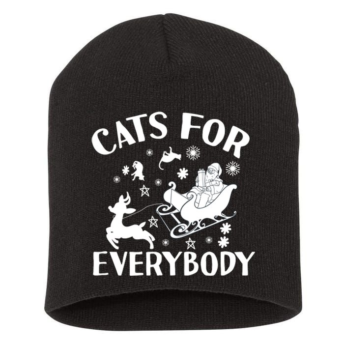 Cats For Everybody Funny Christmas Day Cats Lover Saying Short Acrylic Beanie