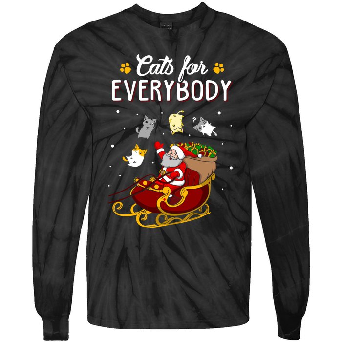 Cats For Everybody Cat Christmas Ugly Christmas Tie-Dye Long Sleeve Shirt