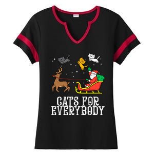 Cats For Everybody Christmas Cat Funny Xmas Santa Gift Ladies Halftime Notch Neck Tee