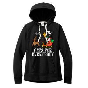 Cats For Everybody Christmas Cat Funny Xmas Santa Gift Women's Fleece Hoodie