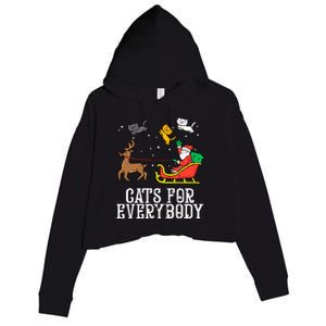 Cats For Everybody Christmas Cat Funny Xmas Santa Gift Crop Fleece Hoodie