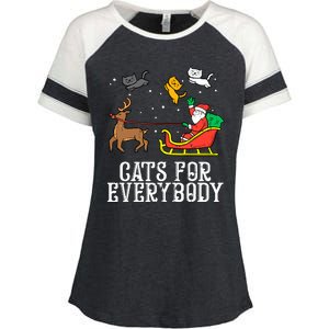 Cats For Everybody Christmas Cat Funny Xmas Santa Gift Enza Ladies Jersey Colorblock Tee