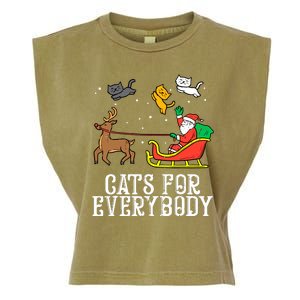 Cats For Everybody Christmas Cat Funny Xmas Santa Gift Garment-Dyed Women's Muscle Tee