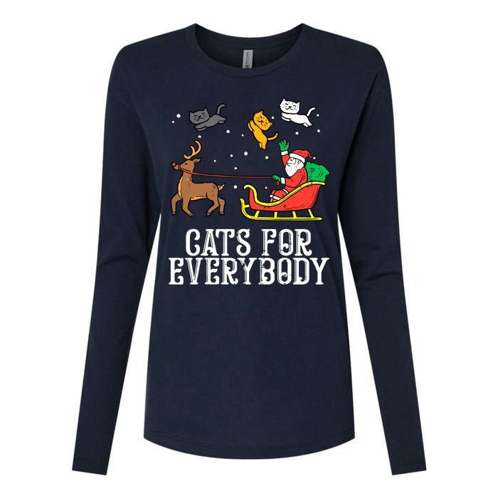 Cats For Everybody Christmas Cat Funny Xmas Santa Gift Womens Cotton Relaxed Long Sleeve T-Shirt