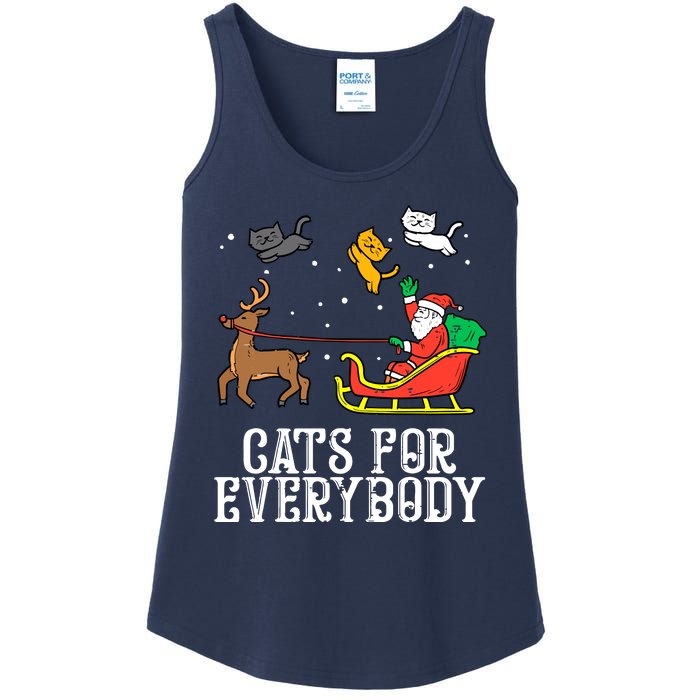 Cats For Everybody Christmas Cat Funny Xmas Santa Gift Ladies Essential Tank