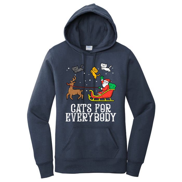 Cats For Everybody Christmas Cat Funny Xmas Santa Gift Women's Pullover Hoodie