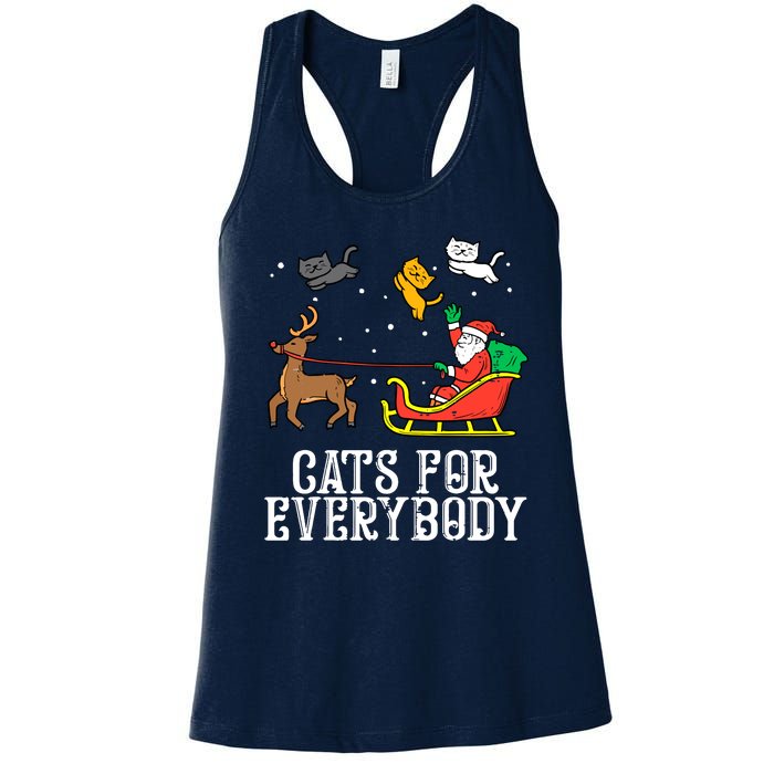 Cats For Everybody Christmas Cat Funny Xmas Santa Gift Women's Racerback Tank