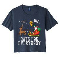 Cats For Everybody Christmas Cat Funny Xmas Santa Gift Women's Crop Top Tee