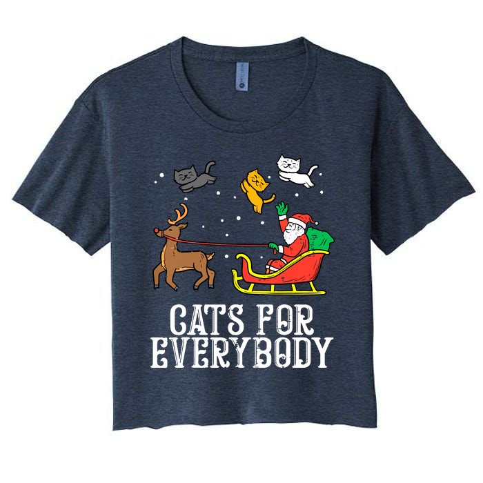 Cats For Everybody Christmas Cat Funny Xmas Santa Gift Women's Crop Top Tee