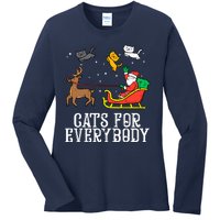 Cats For Everybody Christmas Cat Funny Xmas Santa Gift Ladies Long Sleeve Shirt