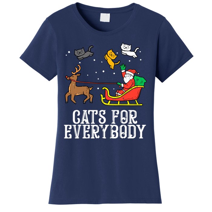 Cats For Everybody Christmas Cat Funny Xmas Santa Gift Women's T-Shirt