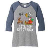 Cats For Everybody Christmas Cat Funny Xmas Santa Gift Women's Tri-Blend 3/4-Sleeve Raglan Shirt