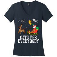 Cats For Everybody Christmas Cat Funny Xmas Santa Gift Women's V-Neck T-Shirt