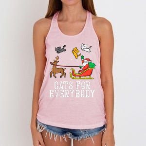 Cats For Everybody Christmas Cat Funny Xmas Santa Gift Women's Knotted Racerback Tank