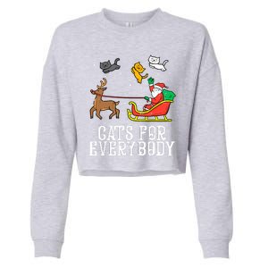 Cats For Everybody Christmas Cat Funny Xmas Santa Gift Cropped Pullover Crew