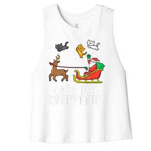 Cats For Everybody Christmas Cat Funny Xmas Santa Gift Women's Racerback Cropped Tank