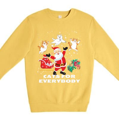 Cats For Everybody Funny Santa Claus Christmas Cat Catmas Gift Premium Crewneck Sweatshirt