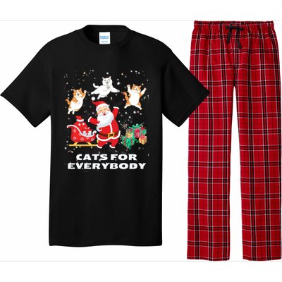 Cats For Everybody Funny Santa Claus Christmas Cat Catmas Gift Pajama Set