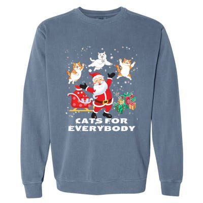 Cats For Everybody Funny Santa Claus Christmas Cat Catmas Gift Garment-Dyed Sweatshirt