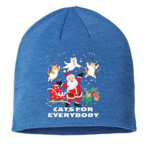 Cats For Everybody Funny Santa Claus Christmas Cat Catmas Gift Sustainable Beanie