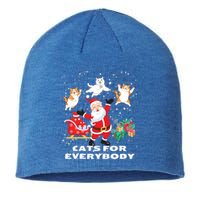 Cats For Everybody Funny Santa Claus Christmas Cat Catmas Gift Sustainable Beanie