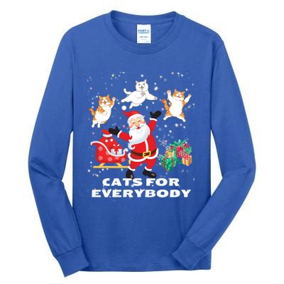 Cats For Everybody Funny Santa Claus Christmas Cat Catmas Gift Tall Long Sleeve T-Shirt