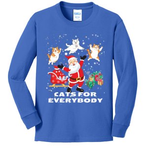 Cats For Everybody Funny Santa Claus Christmas Cat Catmas Gift Kids Long Sleeve Shirt