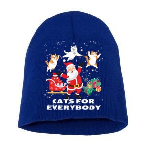 Cats For Everybody Funny Santa Claus Christmas Cat Catmas Gift Short Acrylic Beanie