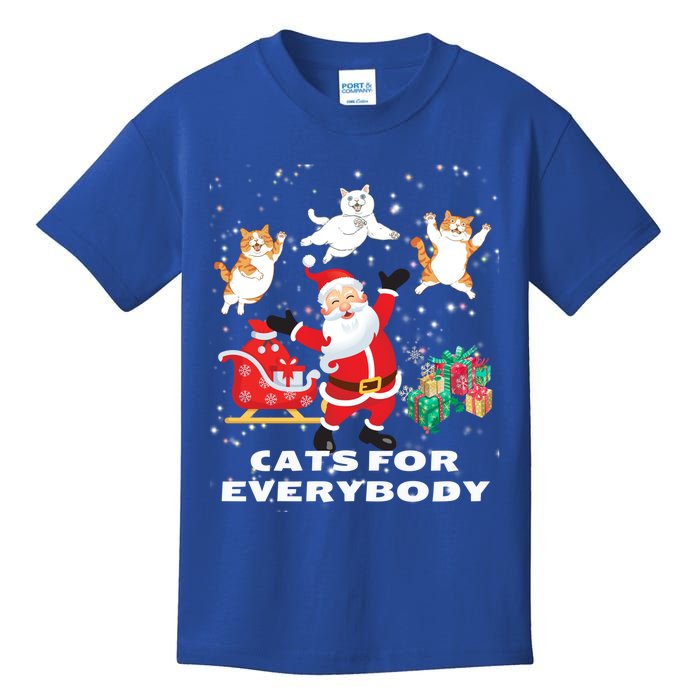 Cats For Everybody Funny Santa Claus Christmas Cat Catmas Gift Kids T-Shirt