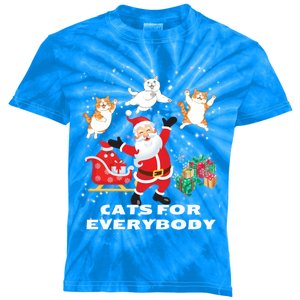 Cats For Everybody Funny Santa Claus Christmas Cat Catmas Gift Kids Tie-Dye T-Shirt