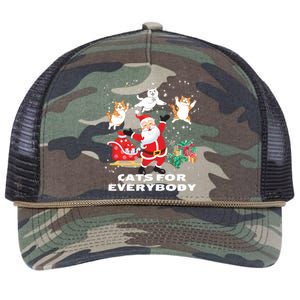 Cats For Everybody Funny Santa Claus Christmas Cat Catmas Gift Retro Rope Trucker Hat Cap