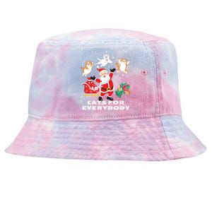 Cats For Everybody Funny Santa Claus Christmas Cat Catmas Gift Tie-Dyed Bucket Hat