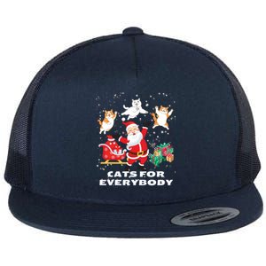 Cats For Everybody Funny Santa Claus Christmas Cat Catmas Gift Flat Bill Trucker Hat