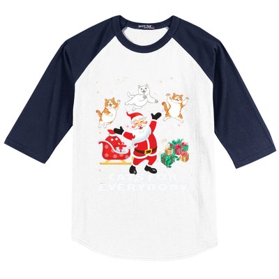 Cats For Everybody Funny Santa Claus Christmas Cat Catmas Gift Baseball Sleeve Shirt