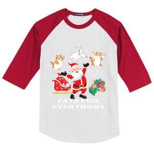 Cats For Everybody Funny Santa Claus Christmas Cat Catmas Gift Kids Colorblock Raglan Jersey